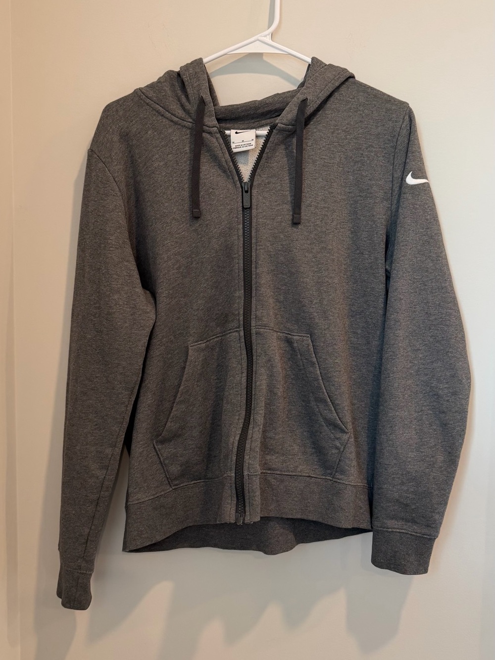 Nike Gray Zip-Up Hoodie with Swoosh Zip Pull